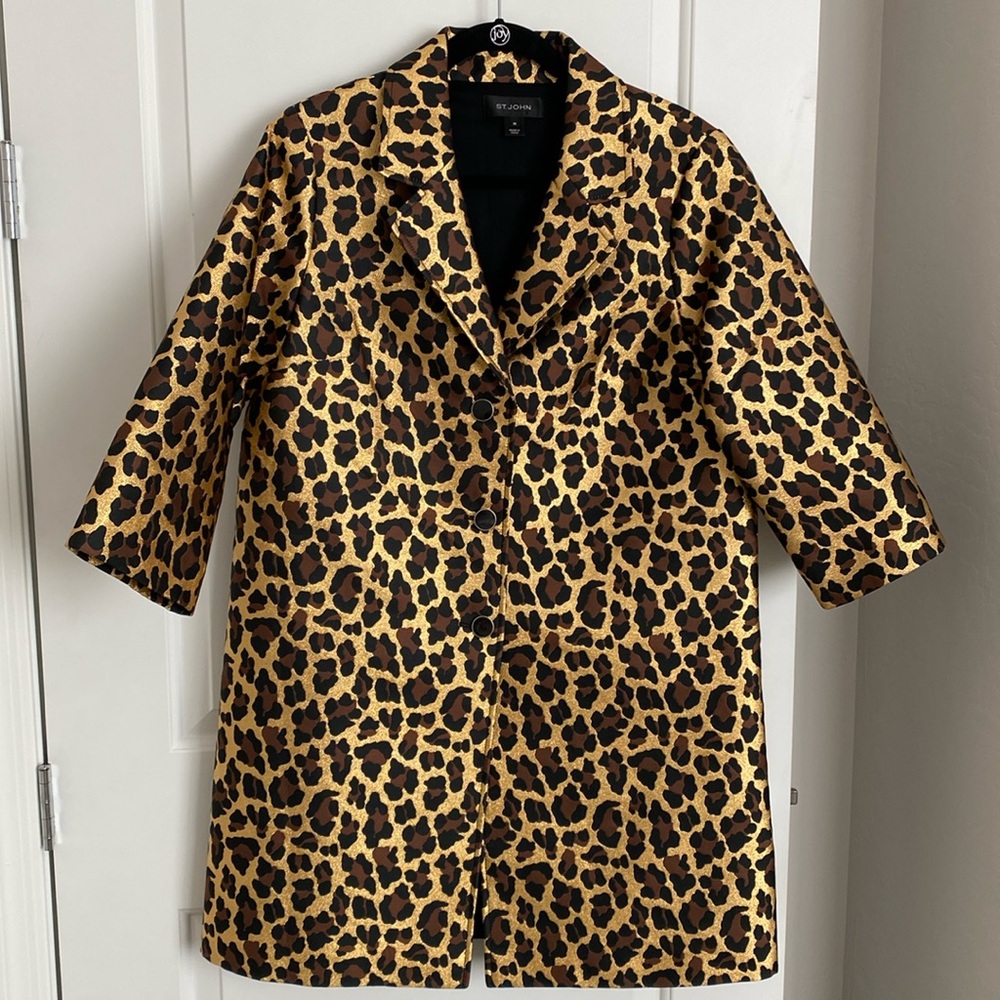 St. John Collection Lame Leopard Print Jacket - Size 10